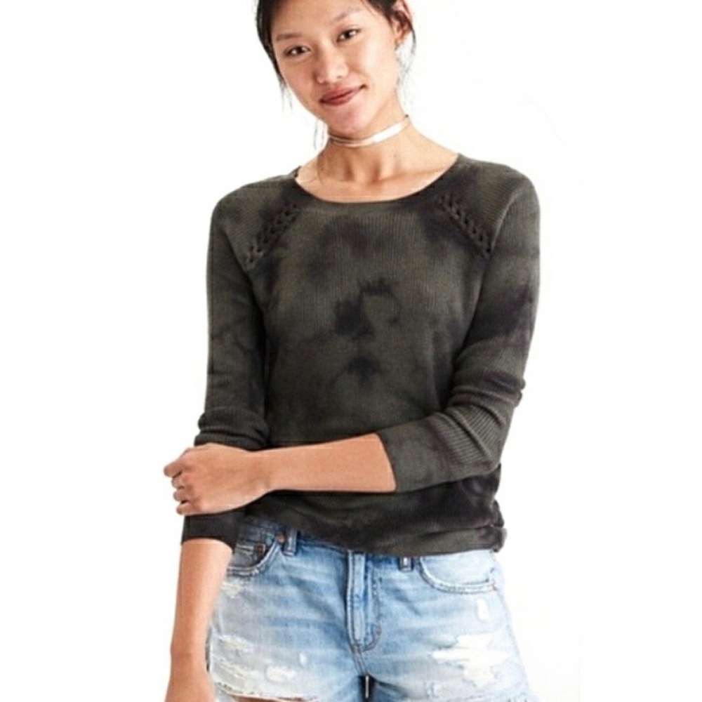 NWT American Eagle Olive Green Tie Dye Sweater XS